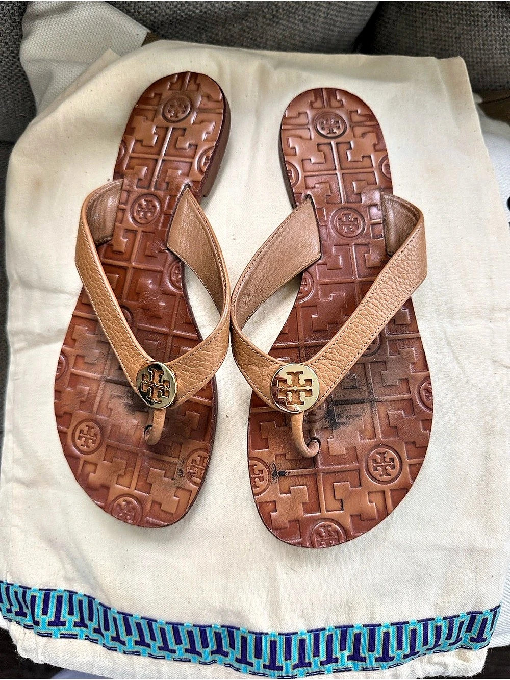 Tory Burch Miller Leather Thong Sandal Brown